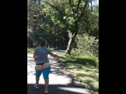 Preview 5 of sexy af BBW with nice fat Ass walking through the park