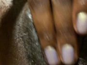 Preview 2 of EBONY MASTURBATION - FINGERING MY NOISY WET PUSSY (CLOSE UP)