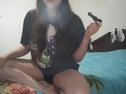 Preview 3 of Cute Babe Blowing Clouds - Smoking Fetish - SFW