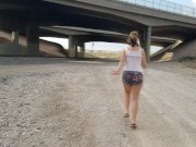 Preview 4 of Little Slut Pisses on RailRoad Tracks In The Las Vegas Desert