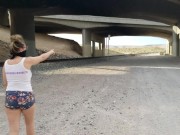 Preview 5 of Little Slut Pisses on RailRoad Tracks In The Las Vegas Desert