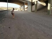 Preview 6 of Little Slut Pisses on RailRoad Tracks In The Las Vegas Desert