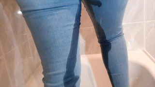Desperate Pee My Pants When I Get Home From Work - Wetting Through Jeans