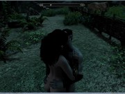 Preview 1 of Gentle sex with elf outdoors at home | Playing Skyrim Adult Mods