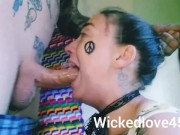 Preview 3 of hippie gives beautiful balls deep facefuck THROAT PIE