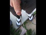 Preview 6 of Massive Norwegian Fat Daddy Cock Pissing Outside With Socks And Sandals On