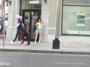 Preview 2 of Jeny Smith walks in public with transparent shorts. Real flashing moments
