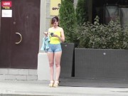 Preview 5 of Jeny Smith walks in public with transparent shorts. Real flashing moments