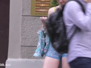 Preview 6 of Jeny Smith walks in public with transparent shorts. Real flashing moments
