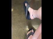 Preview 2 of Teasing My mechanic with my stinky feet and dangling flip flop!