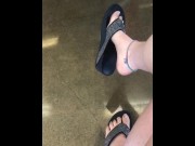 Preview 3 of Teasing My mechanic with my stinky feet and dangling flip flop!