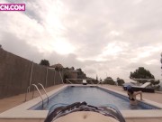 Preview 1 of POV Horny young neighbor fucking in the outdoor community pool
