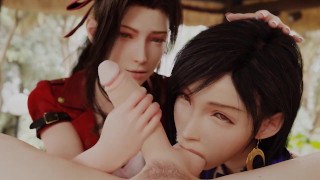 Tifa Lockhart and Aeris Gainsborough Final Fantasy 7 Blowjob Animation