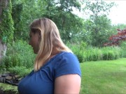 Preview 4 of Frangelica outside for 420Smoke, Mouthful Of Cum, Garden Walk, PlanetFunCamp  Huge Natural Tits MILF