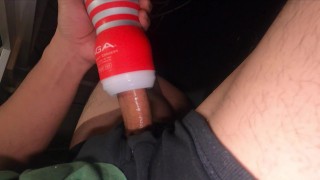 Masturbation with tenga while wearing pants with Gingin's cock slimy