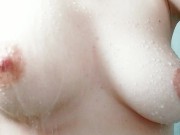 Preview 1 of (HD) Squeezing then bouncing my natural white tits with hard pink nipples
