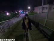 Preview 1 of emiri Walking naked on footbridge & spread legs in the middle of the road