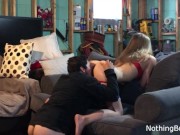 Preview 2 of amateur fuck in parents basement - loud moaning and facial
