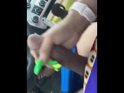 Preview 1 of Black TS goddess back in the Walmart parking lot shooting thick cum! onlyfans: arejaye88