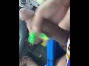 Preview 3 of Black TS goddess back in the Walmart parking lot shooting thick cum! onlyfans: arejaye88