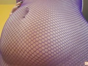 Preview 2 of JIGGLY BBW MILF SHOWS OFF CURVY BODY IN FISHNET SUIT