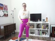 Preview 4 of Bored Housewife Shows Off Huge Tits for Strangers - Quarantine Workout Video