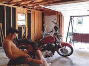 Preview 2 of Horny MILF Face Fucked and Bent Over Creampie in Garage