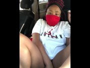 Preview 3 of Ebony Try Not to Get Caught Masturbating in Parking Lot