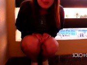 Preview 4 of Innocent girl play pussy in public on the hotel balcony, teen masturbation