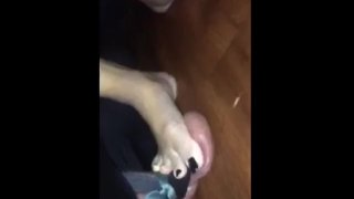 Asian Wife stomping cheaters balls from behind