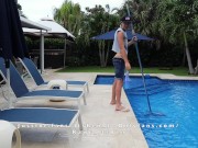 Preview 1 of OMG Straight Eighteen year old Pool Boy Get Fucked HARD and CREAMPIE by one of his DADDY clients!!!!
