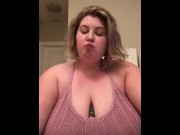 Preview 4 of CURVY BBW IS HUNGRY SO SHE CHOWS DOWN ON ICE CREAM