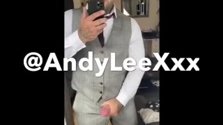 Straight hunk squirting big load in suit after friends wedding
