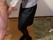 Preview 5 of cum onto japanese office uniform