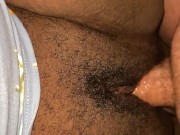 Preview 5 of Hairy bbw ebony gets cum on pussy