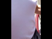 Preview 3 of Watched While Cleaning My Car In a Sheer Top and Tits Out in Public . I Show a Stranger My Slut Tits