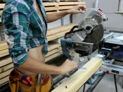 Preview 2 of Sexy girl replace the blade on a Miter Saw - Hot woodworking part 1