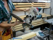 Preview 5 of Sexy girl replace the blade on a Miter Saw - Hot woodworking part 1