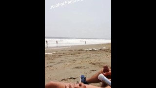 BigCockFlasher: Jerking off naked on the beach (not a nude one)