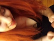 Preview 1 of Cute redhead girl blowjob and riding cowgirl with perfect ass POV