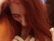 Preview 3 of Cute redhead girl blowjob and riding cowgirl with perfect ass POV