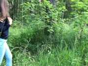 Preview 2 of Girl Sucking Dick and Fucking in the Wood - Public Sex