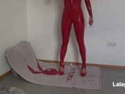 Preview 1 of STEPSISTER MASTURBATES IN LATEX CATSUIT AND HIGH HEELS