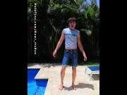 Preview 1 of OMG  18 year old twink bares it all dancing next to the pool!