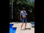 Preview 2 of OMG  18 year old twink bares it all dancing next to the pool!