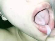 Preview 2 of She loves cum in mouth (super slow mouth) POV