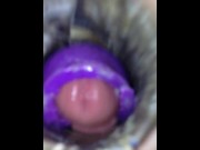 Preview 3 of Juicy cock Stroking POV with homemade cock toy! Listen to my cock squeeze the juice out!