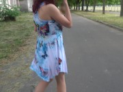 Preview 5 of Two girls flashing pussy in public park, upskirt no panties