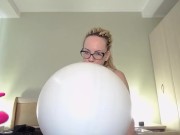 Preview 4 of BIG white ballon blow and pop with ass (topless)