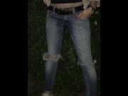 Preview 1 of Outdoor piss in jeans